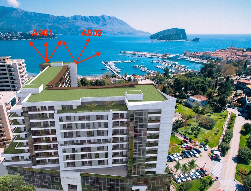 Porto Budva - Trosoban penthaus A901, 11.sprat, 158.84 m2 - Panoramski pogled na more i Becice 7