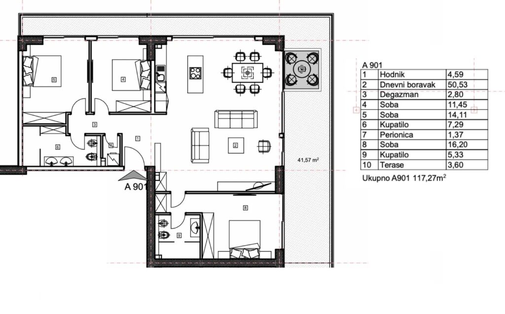 Porto Budva - Üç yatak odalı Penthouse A901, 11.kat, 158.84 m2 - Panoramik Deniz ve Eski Şehir Manzaralı 1