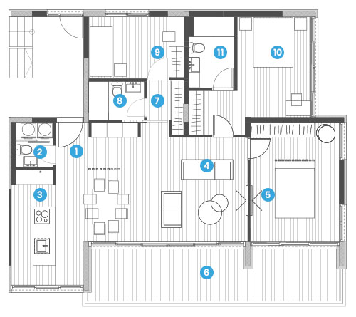 Paradise Residence - Yeni Lüks kompleks Budva - Üç yatak odalı daire Bs6, 121,21 m2, deniz manzaralı 1