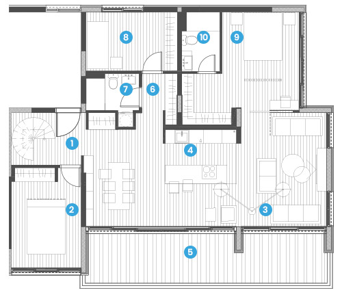Paradise Residence - Yeni Lüks kompleks Budva - Üç yatak odalı penthouse As10, 261,93 m2, deniz manzaralı 1