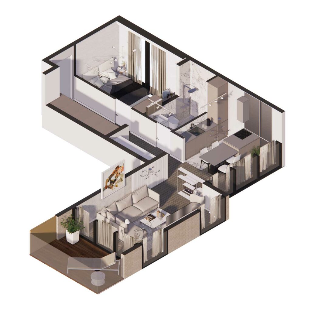 Paradise Residence - Yeni Lüks kompleks Budva - Bir yatak odalı daire Cs4, 63 m2, deniz manzaralı 3