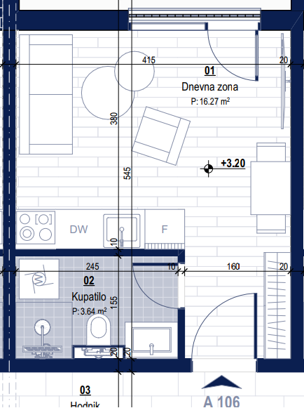 Ekskluzivni Stanovi U Privatnom Vip Resortu - Studio apartman na I spratu površine 20 m2 - Apartman D171-106 3