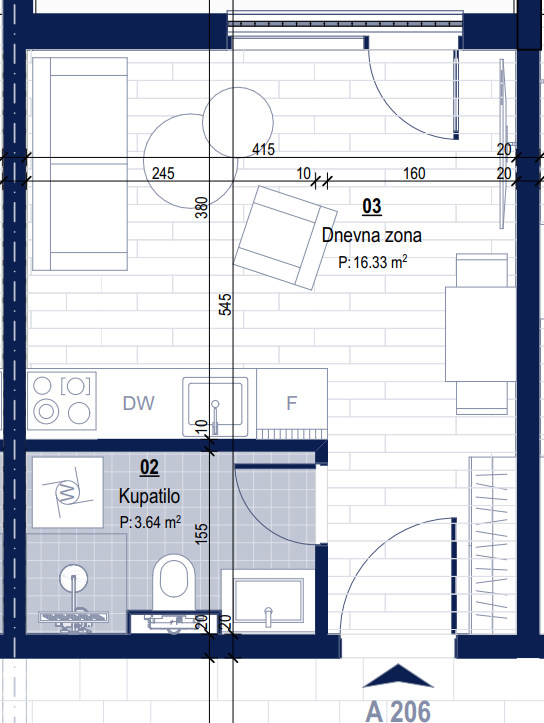 Ekskluzivni Stanovi U Privatnom Vip Resortu - Studio apartman na II spratu površine 20 m2 - Apartman D171-206 3