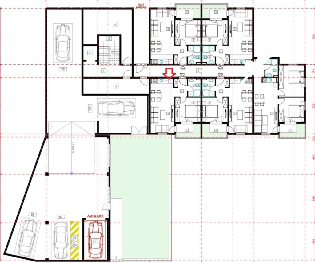 Projekat Minder Luxury Resort Becici - POGLED MORE - Jednosoban stan A2(09), II sprat, 42,21 m2 5